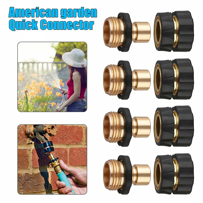 Durable black and brass hose connector construction