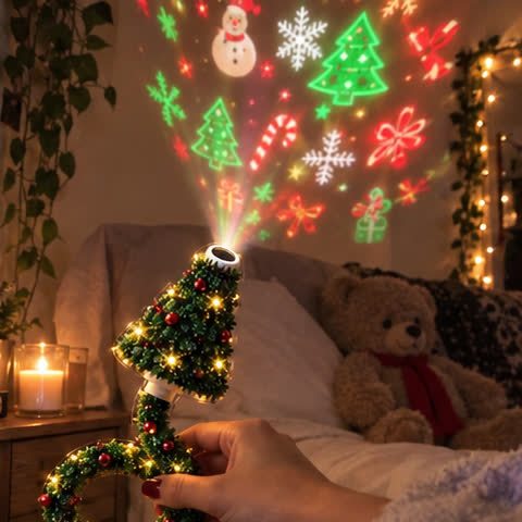 Weihnachtsbaum-Projektorlicht – USB-Nachtlicht mit über 6 Festtagsmustern – Produktabbildung