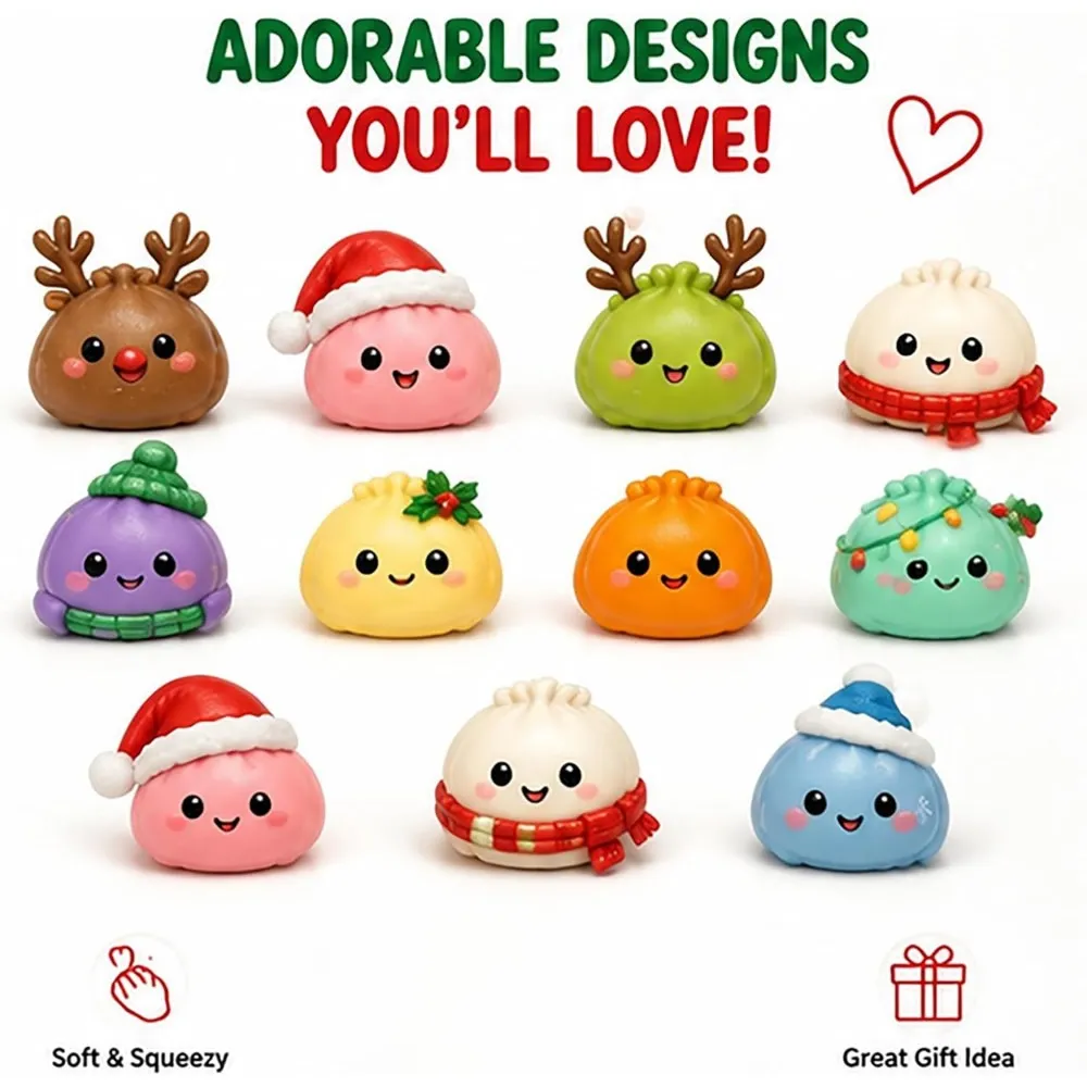 Assortment of colorful Christmas dumpling characters