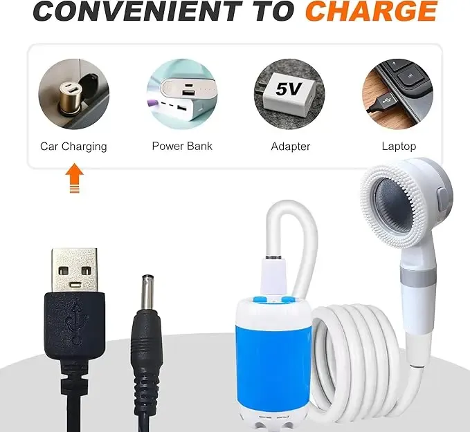 Product Introduction of Portable shower, handheld electric shower, outdoor shower equipment for camping and hiking, pet cleaning, car washing, camping equipment, camping supplies, travel accessories, apartment shower tools 12