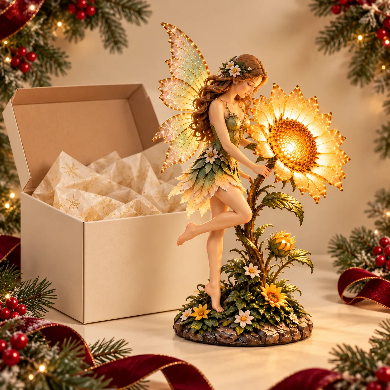 One sunflower fairy projection lamp shown as the package content