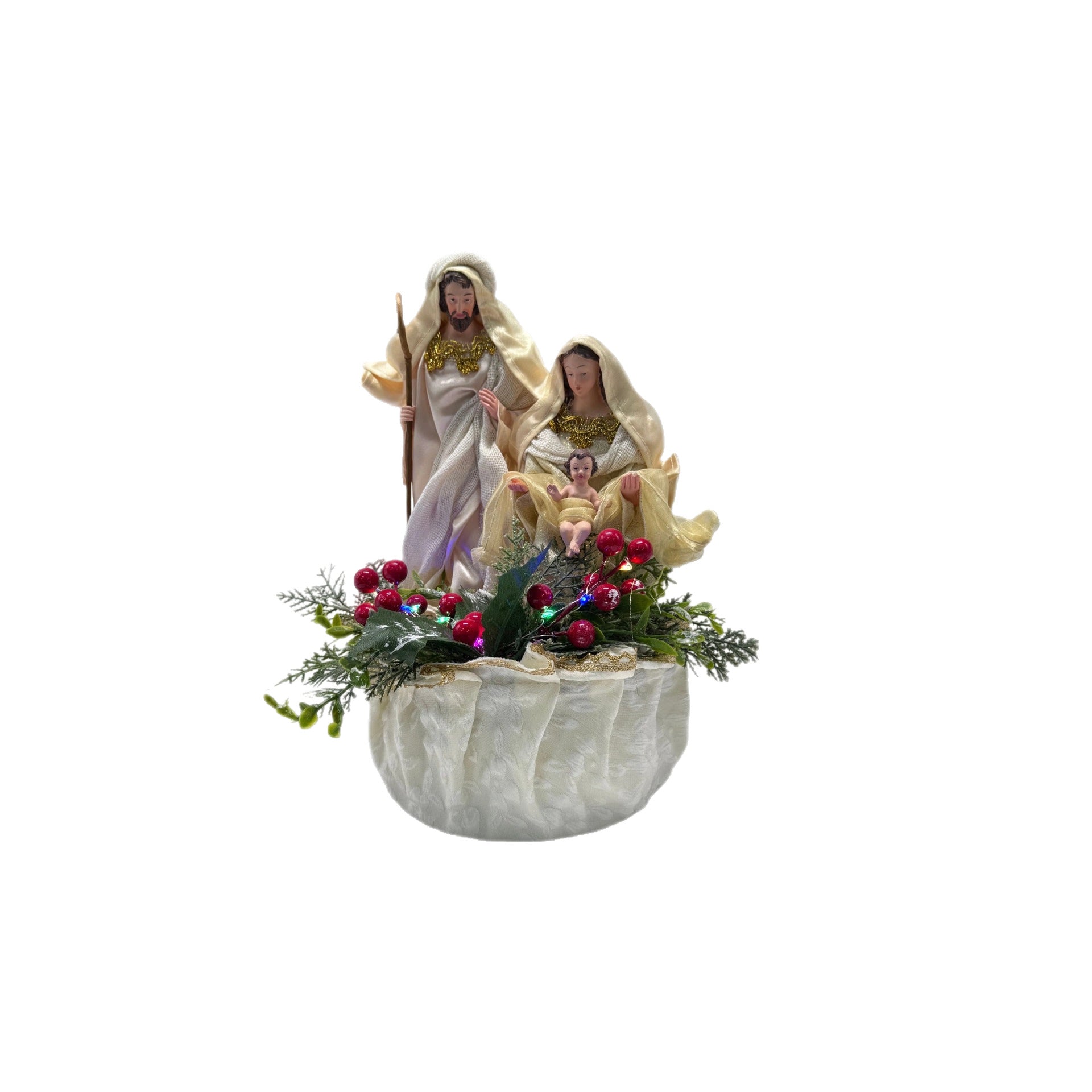 White base Holy Family nativity on white background