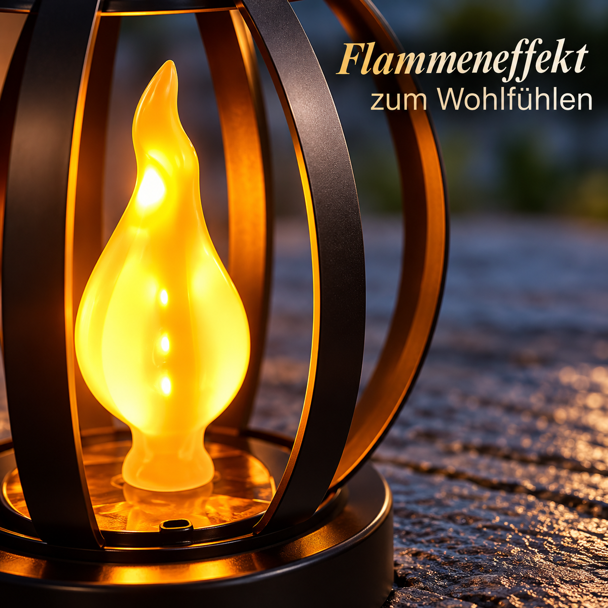 Solar-Flammenlaterne in Schwarz, 1 Stück