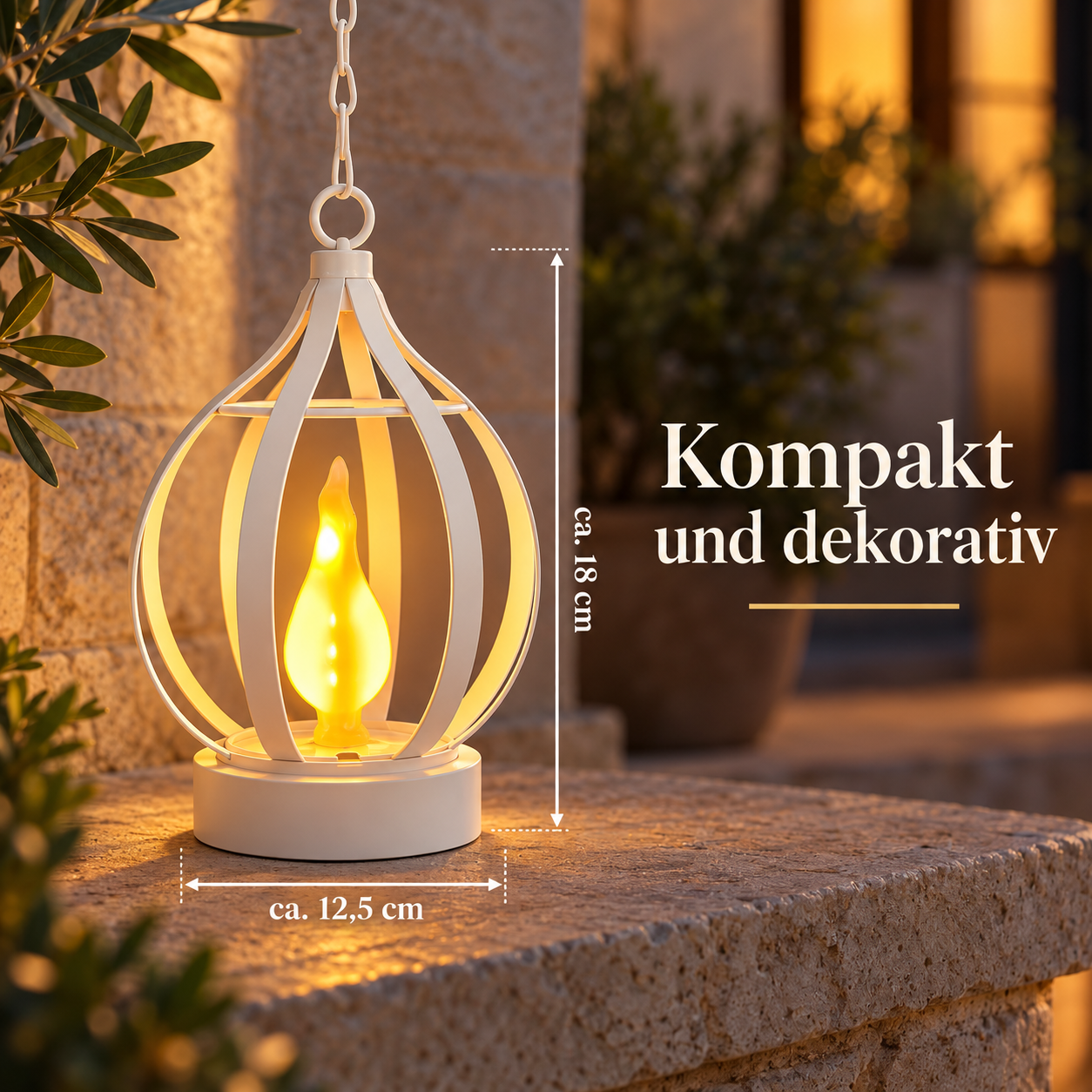 Solar-Flammenlaterne in Schwarz, 1 Stück