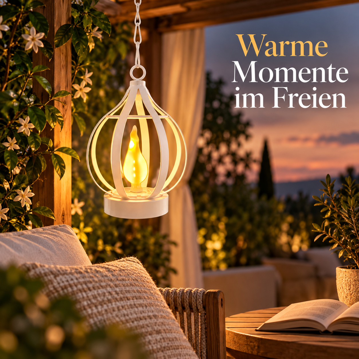 Solar-Flammenlaterne in Schwarz, 1 Stück