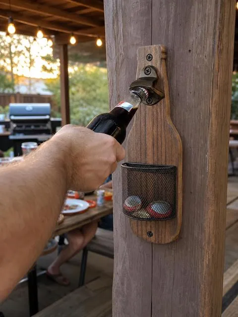 Casual customer-style patio snapshot of the wall-mounted opener