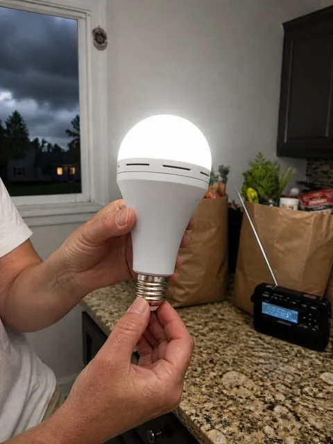 Homeowner testing the bulb by touching the base