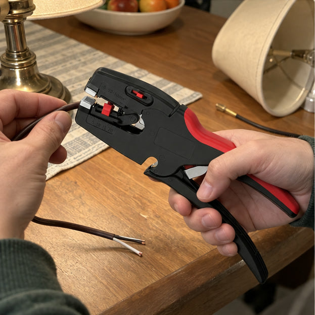 Wire stripper used during a household lamp-cord repair