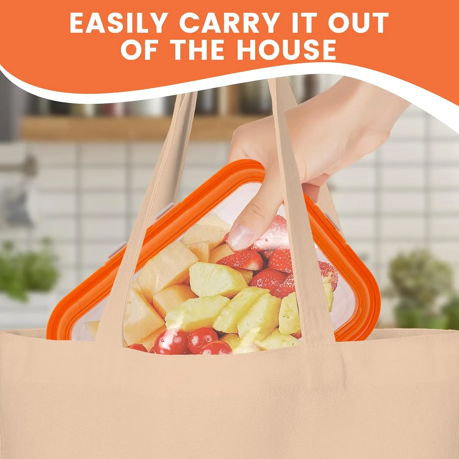 Food tray carried in a picnic tote