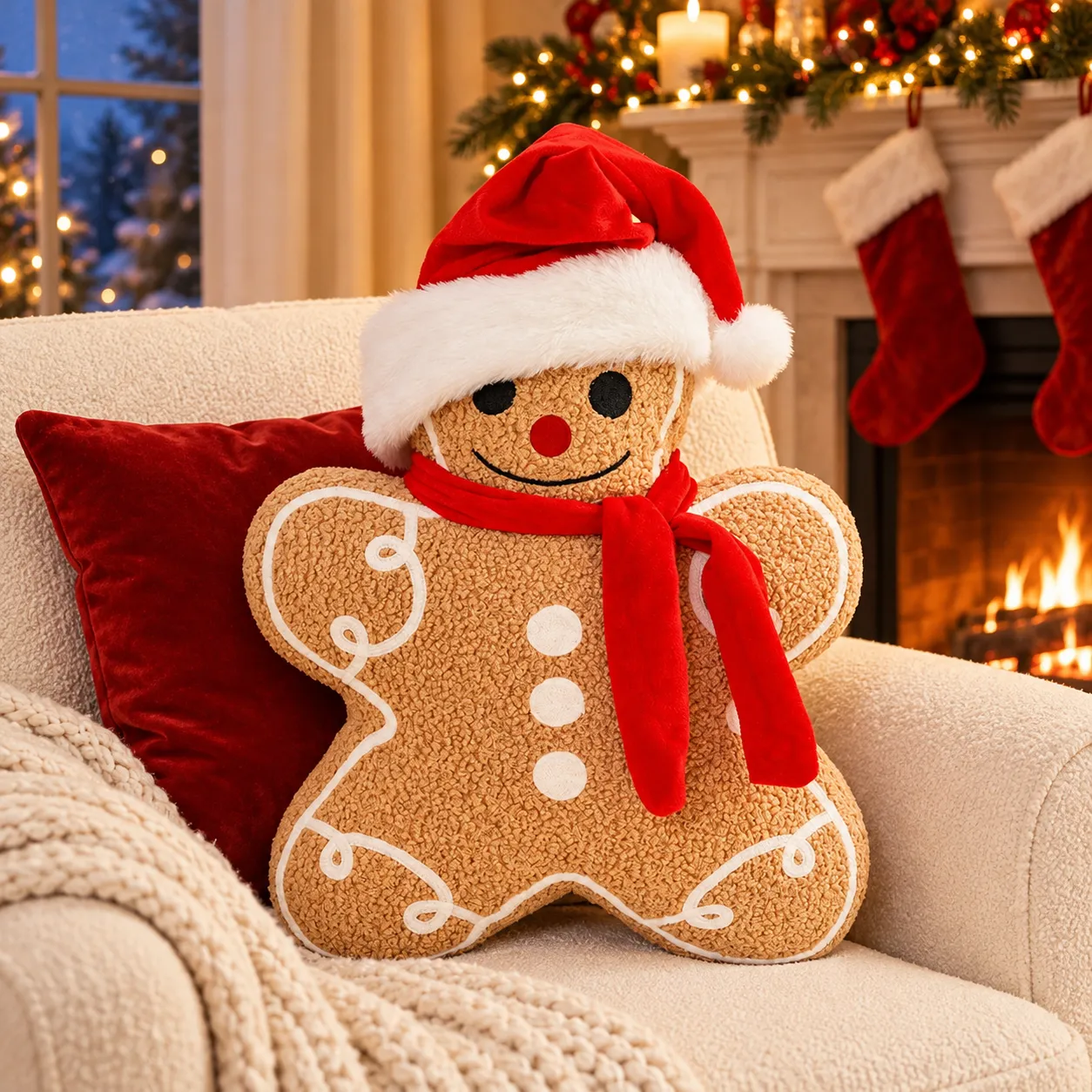 Christmas Gingerbread Man Pillow – 17.7 in