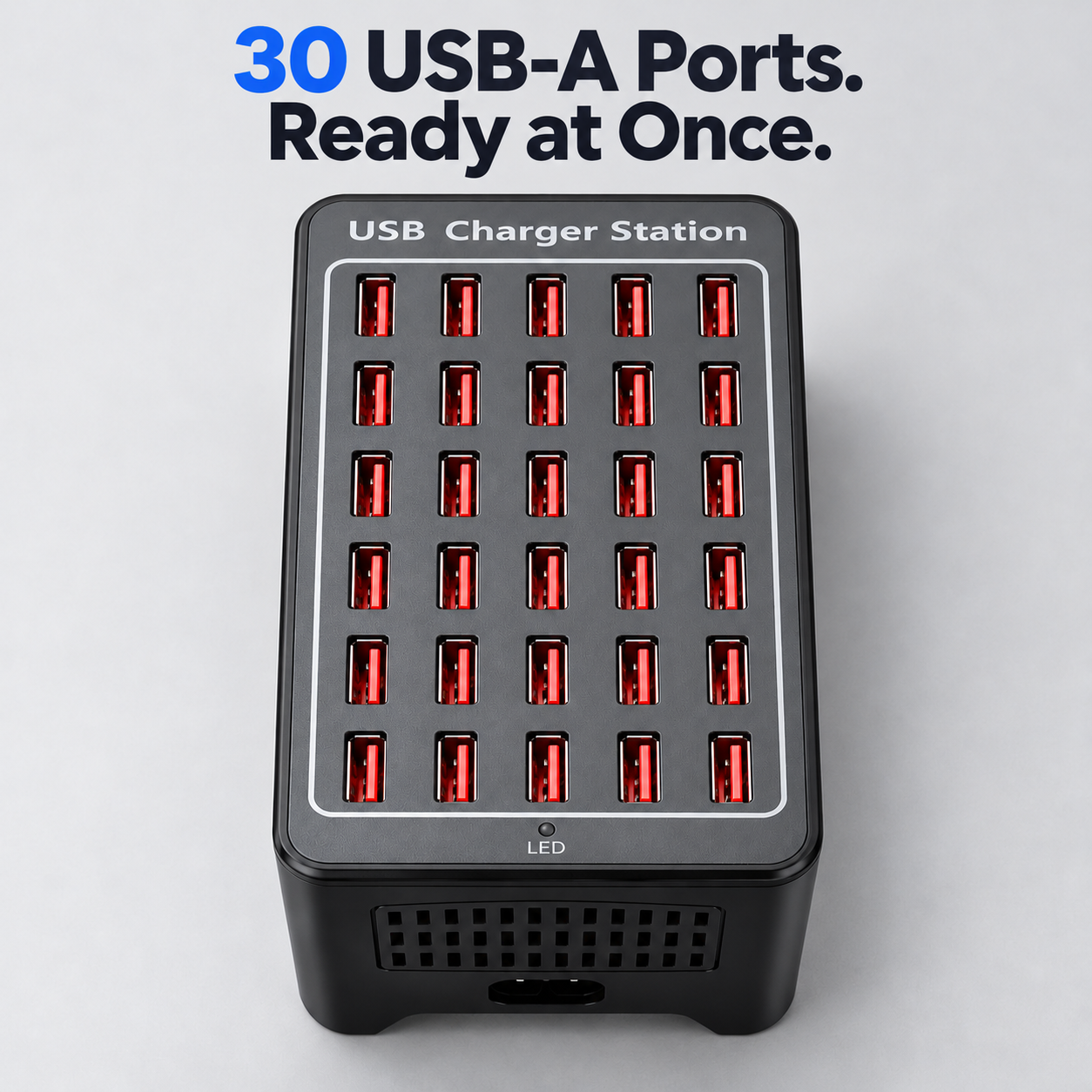 Red USB-A sockets and USB cable insertion