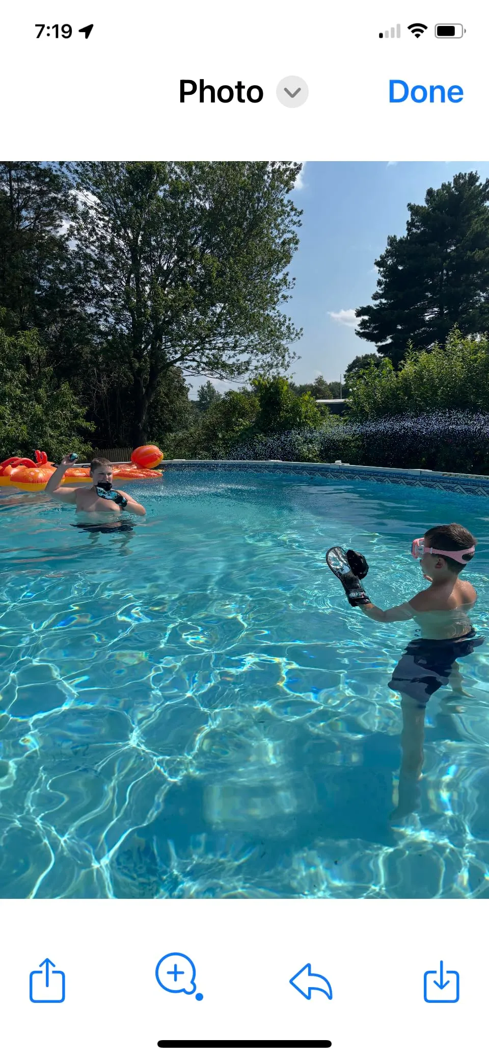 Pool mitts and ball.