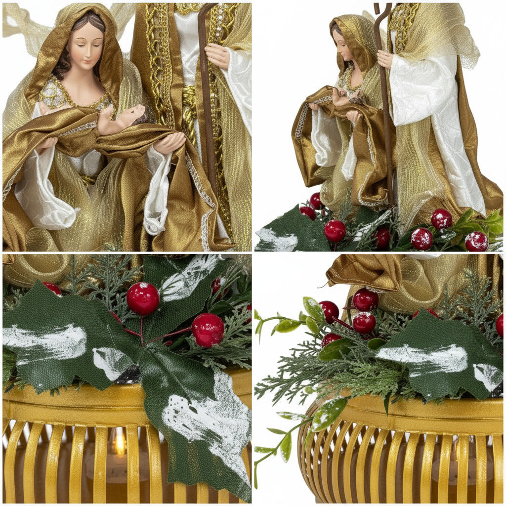 Gold base Holy Family nativity detail collage