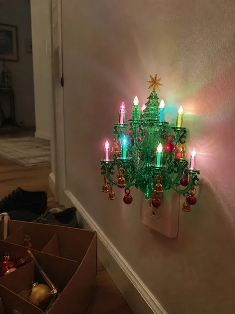 Festive night light glowing in a home hallway