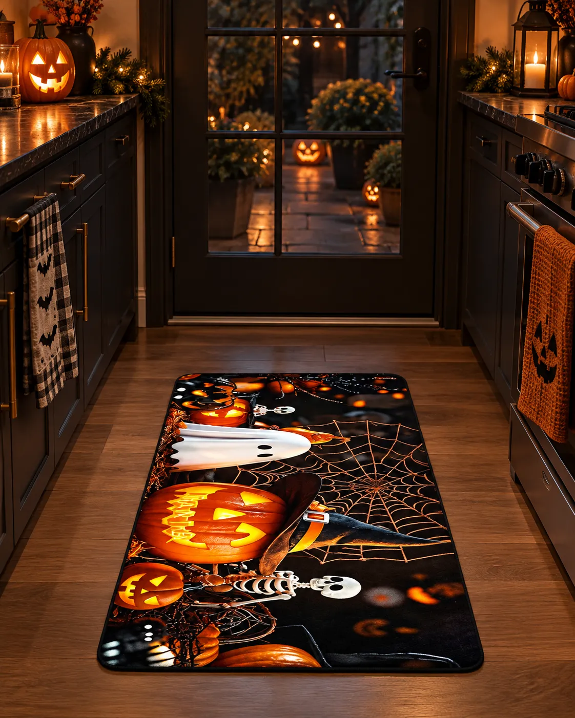 Haunted Night mat by a kitchen back door