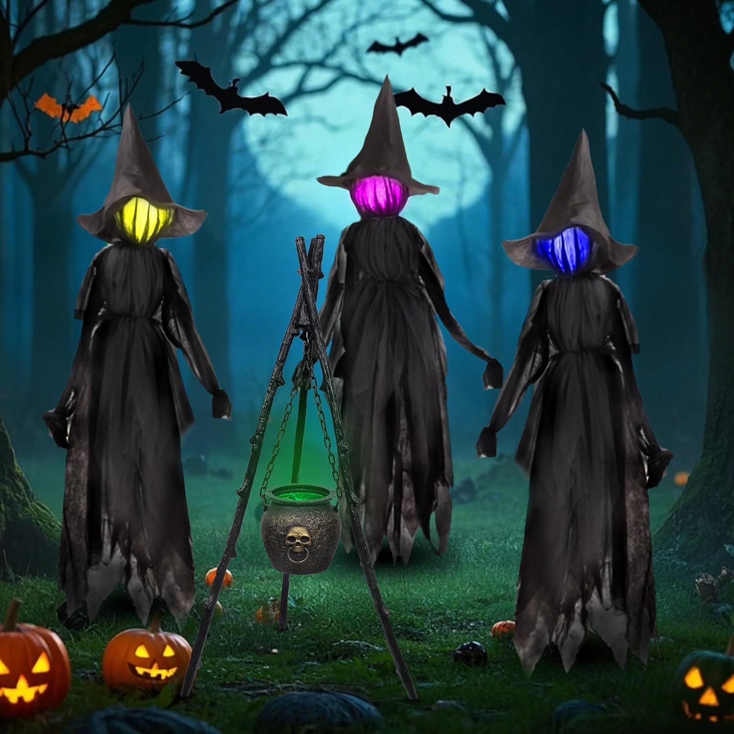 Halloween witch yard decoration scene 5