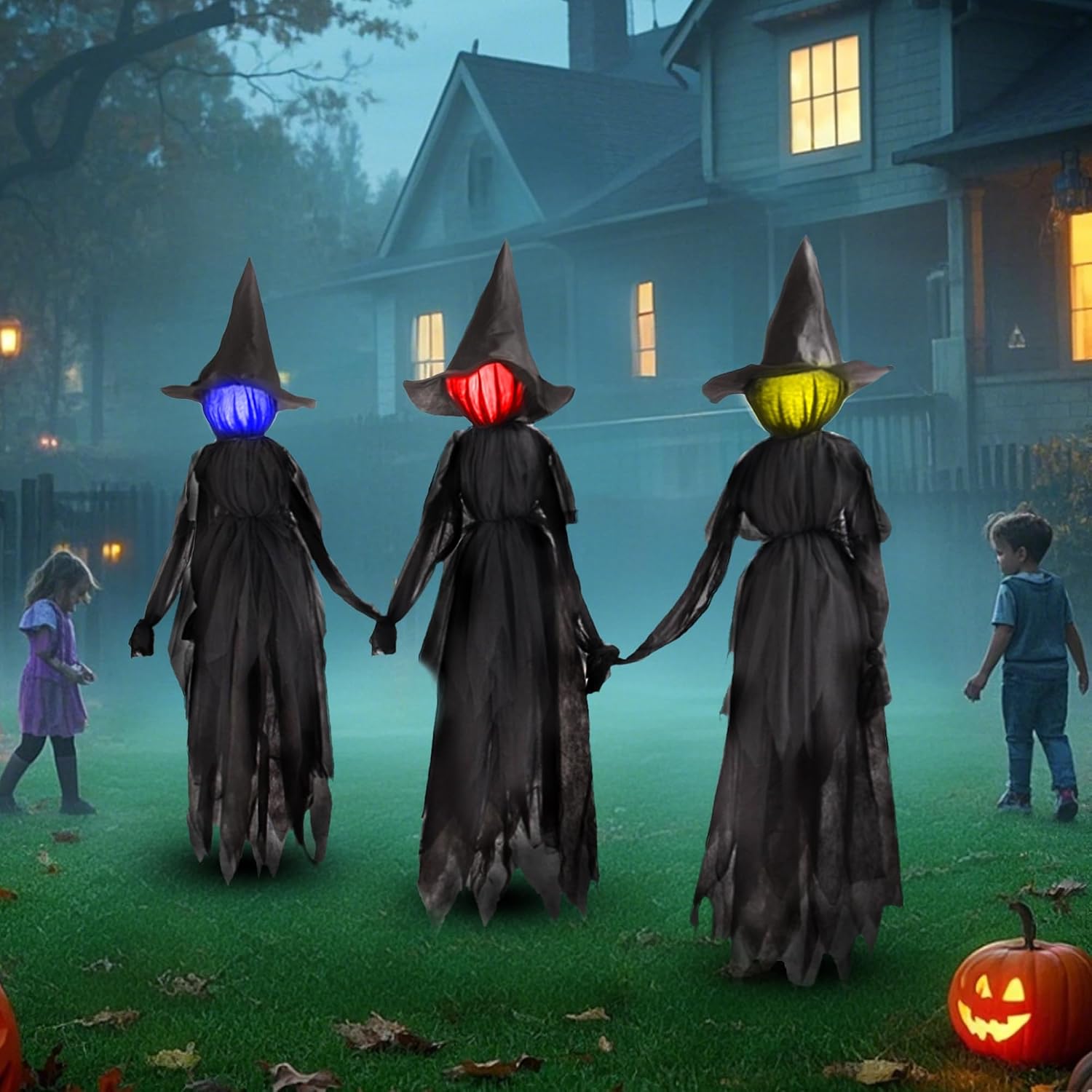 Halloween witch yard decoration scene 3