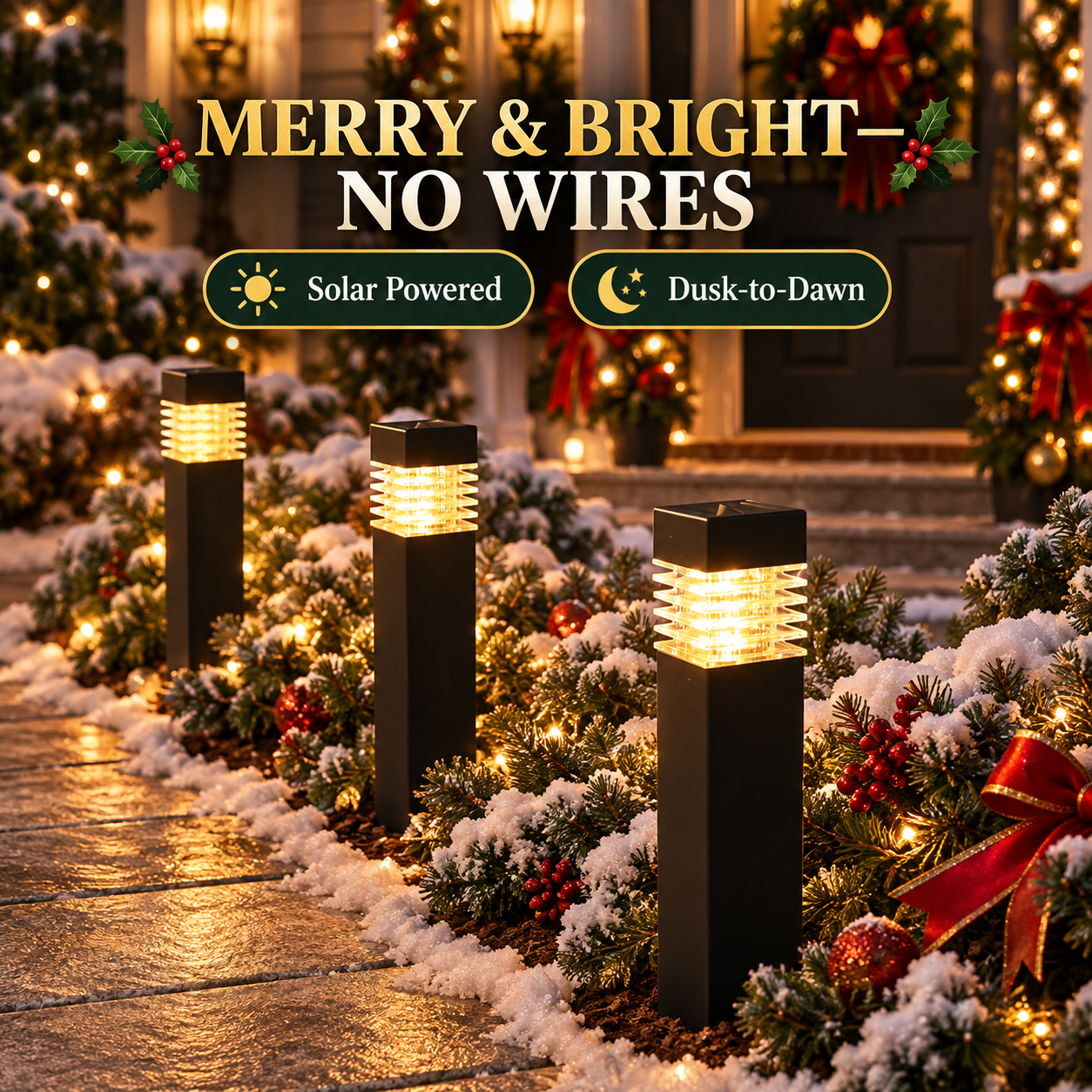 Solar Pathway Lights – Christmas Outdoor Lawn & Garden Lights - 1