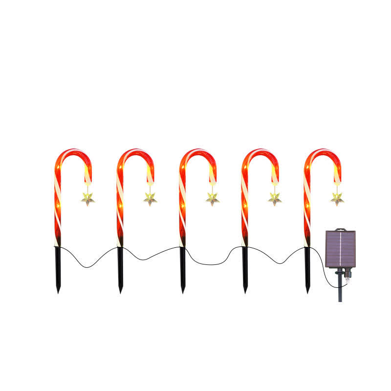 Complete five-light set with stakes, connecting wire, and solar panel