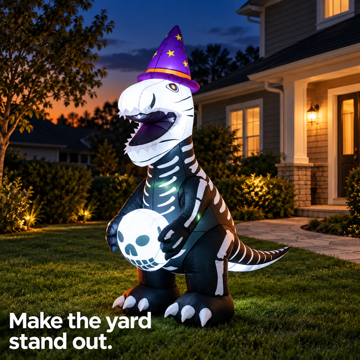 Let White Ghost become the focal point of an open lawn with its bold silhouette and built-in glow.