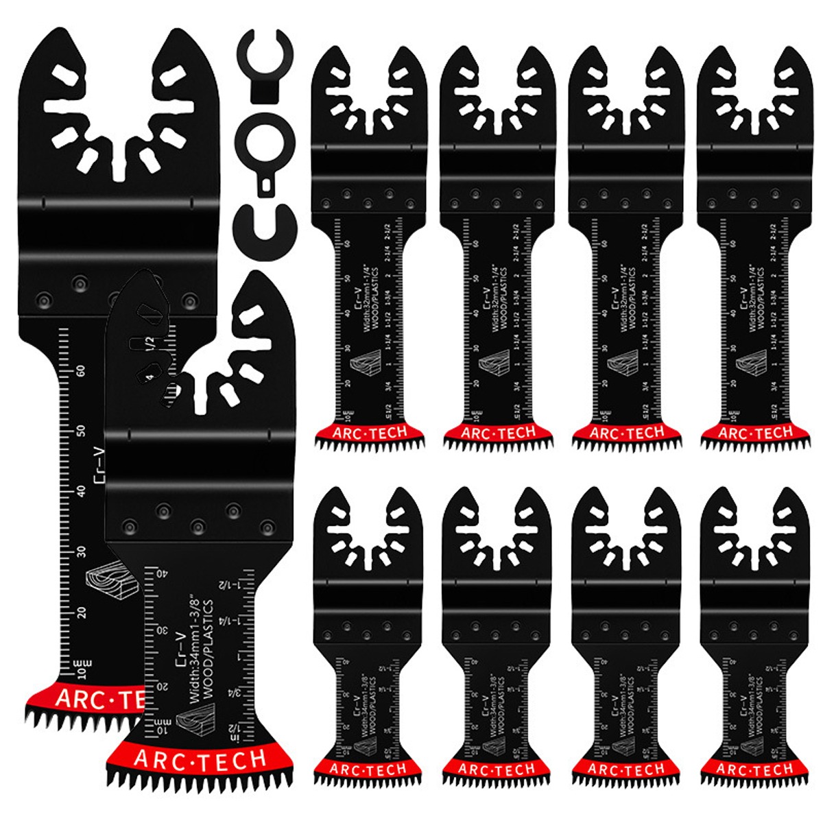 Exact black-and-red ten-piece mixed oscillating saw blade set