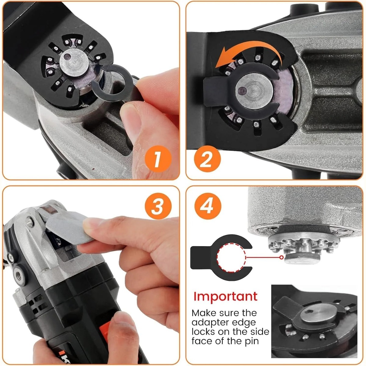 Four-step oscillating blade adapter installation guide