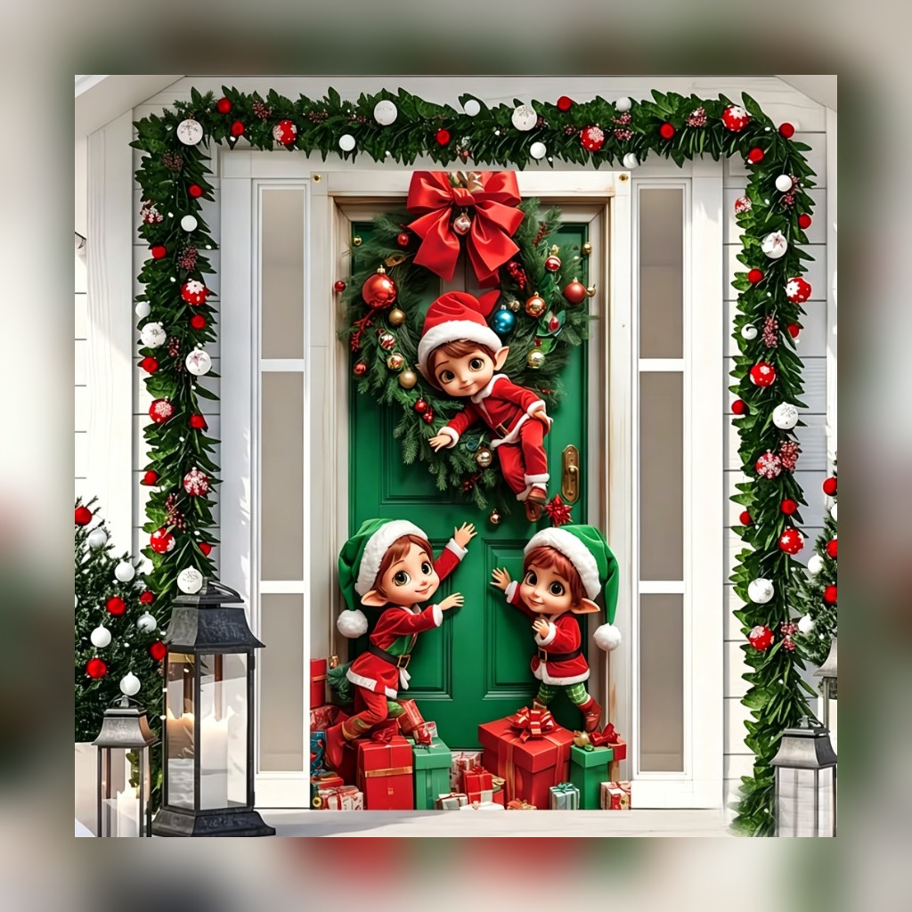 Elf Christmas door cover design
