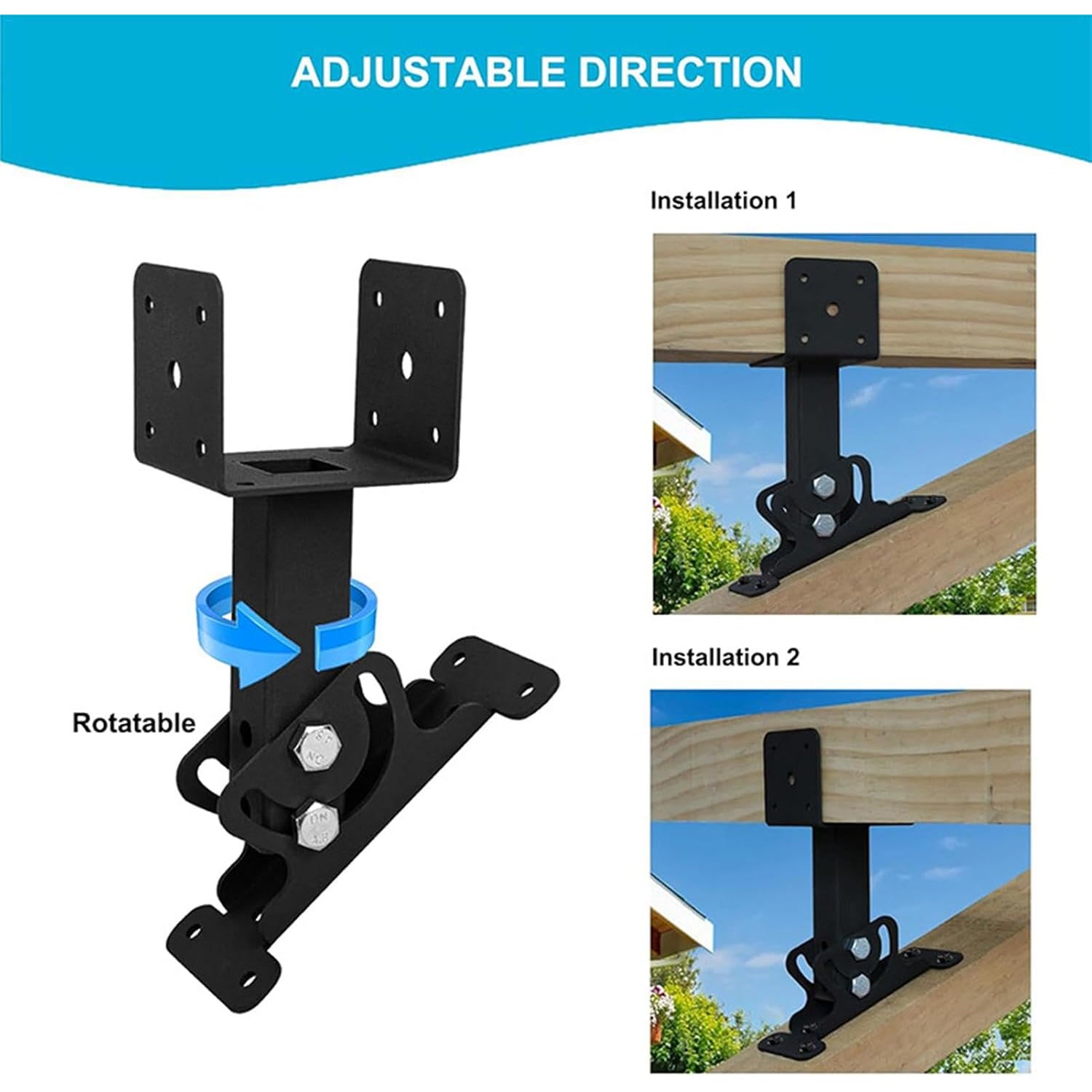 Adjustable roof riser bracket installation positions on a wood beam