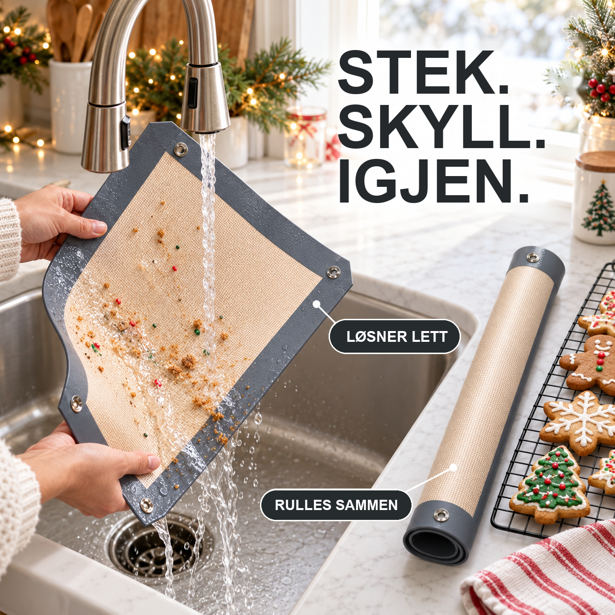 Nonstick-bakematte med kneppehjørner — 2