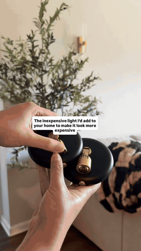 Demonstration of placing and remotely controlling the cordless accent spotlight