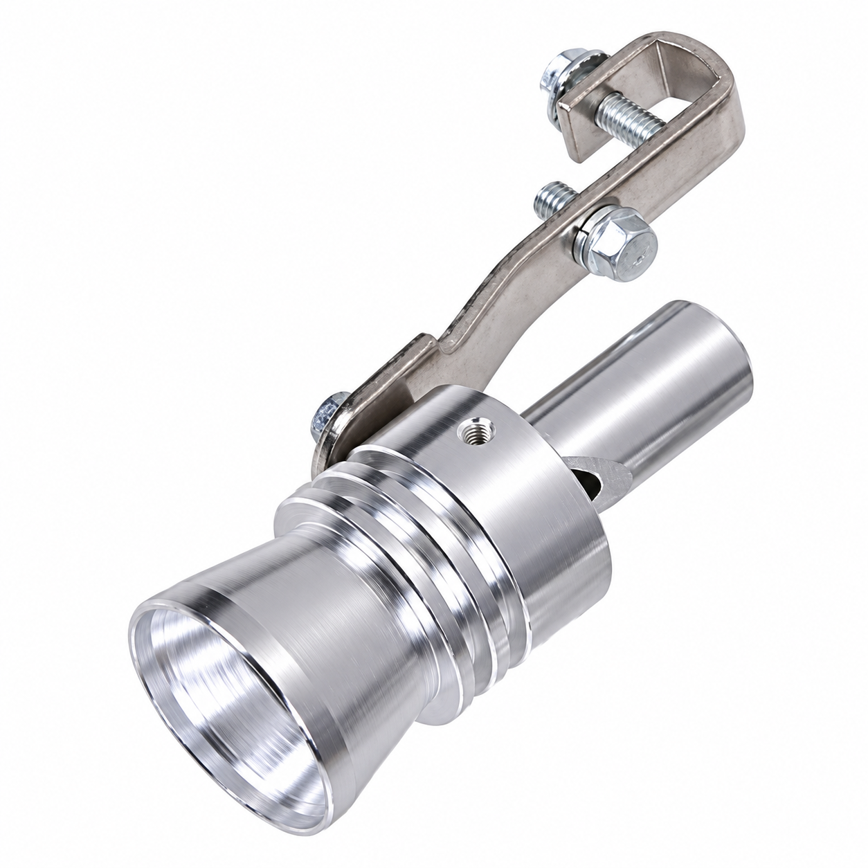 Single silver whistle and clamp on white