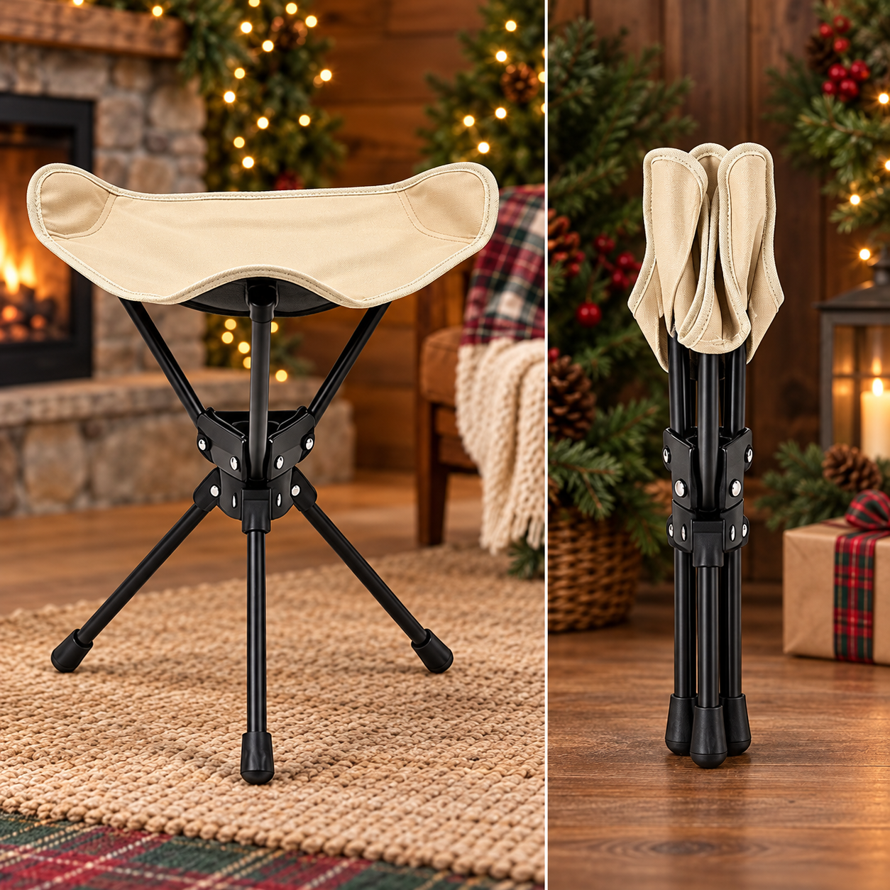 Klappbarer Campinghocker mit 360°-Drehfunktion für die Weihnachtszeit – Produktabbildung