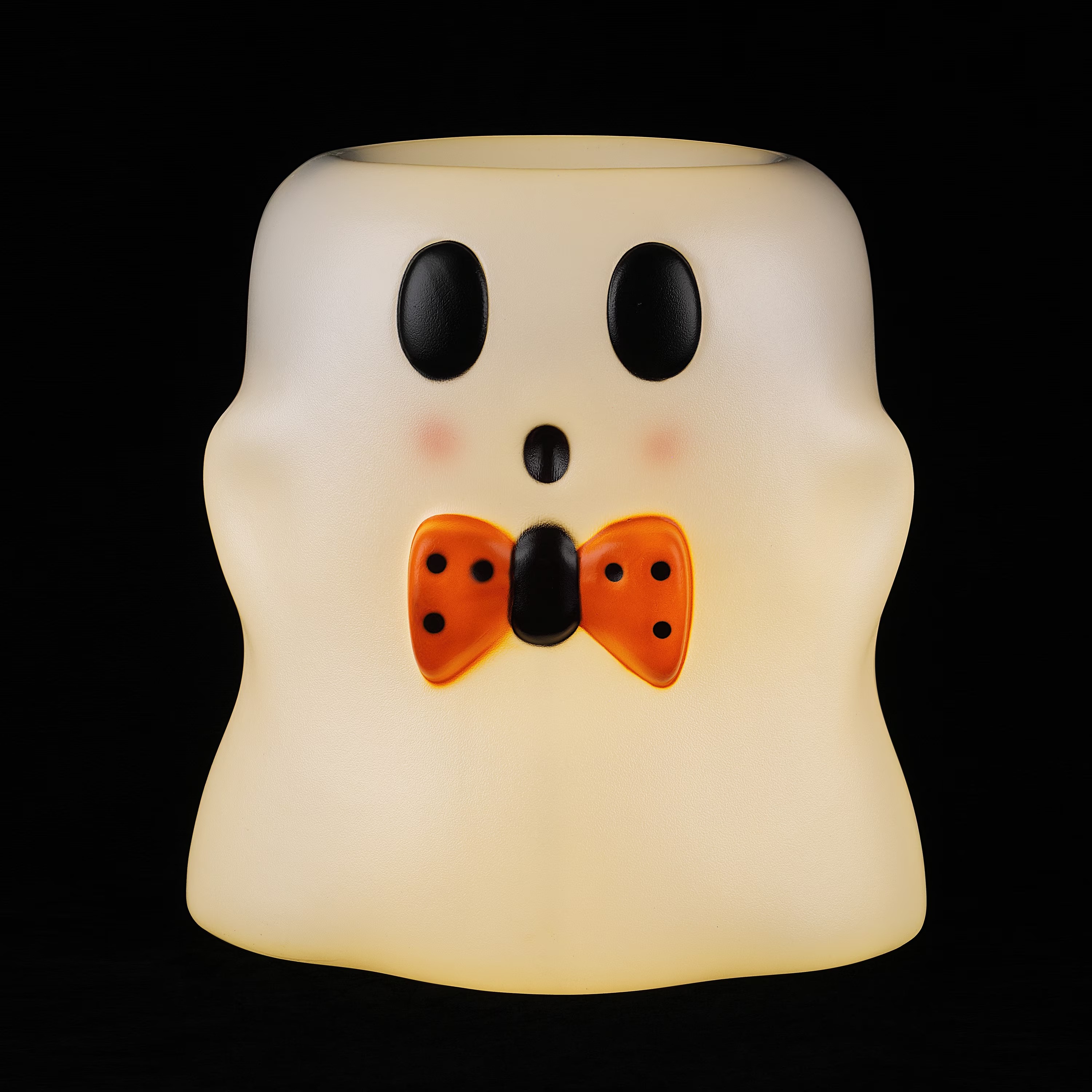 Glowing bow-tie ghost Halloween candy bowl