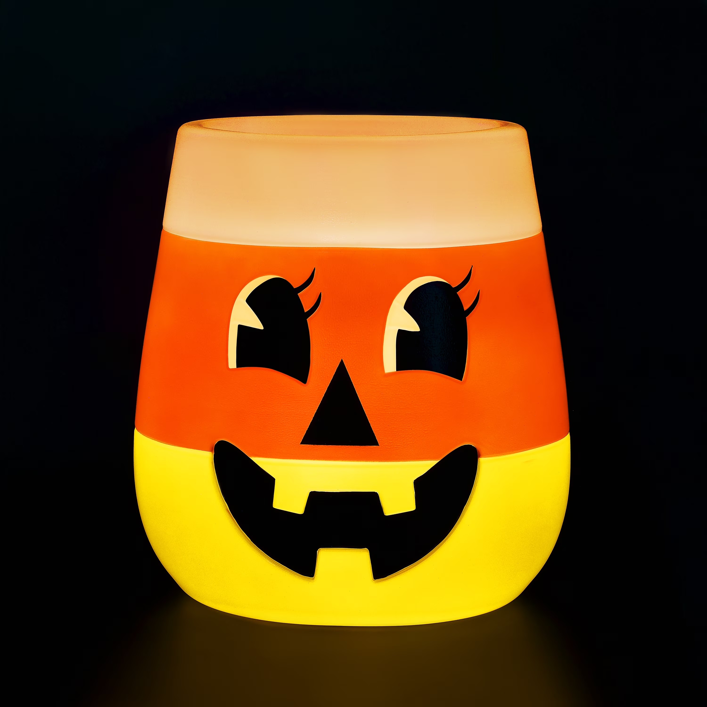 Glowing candy corn Halloween candy bowl