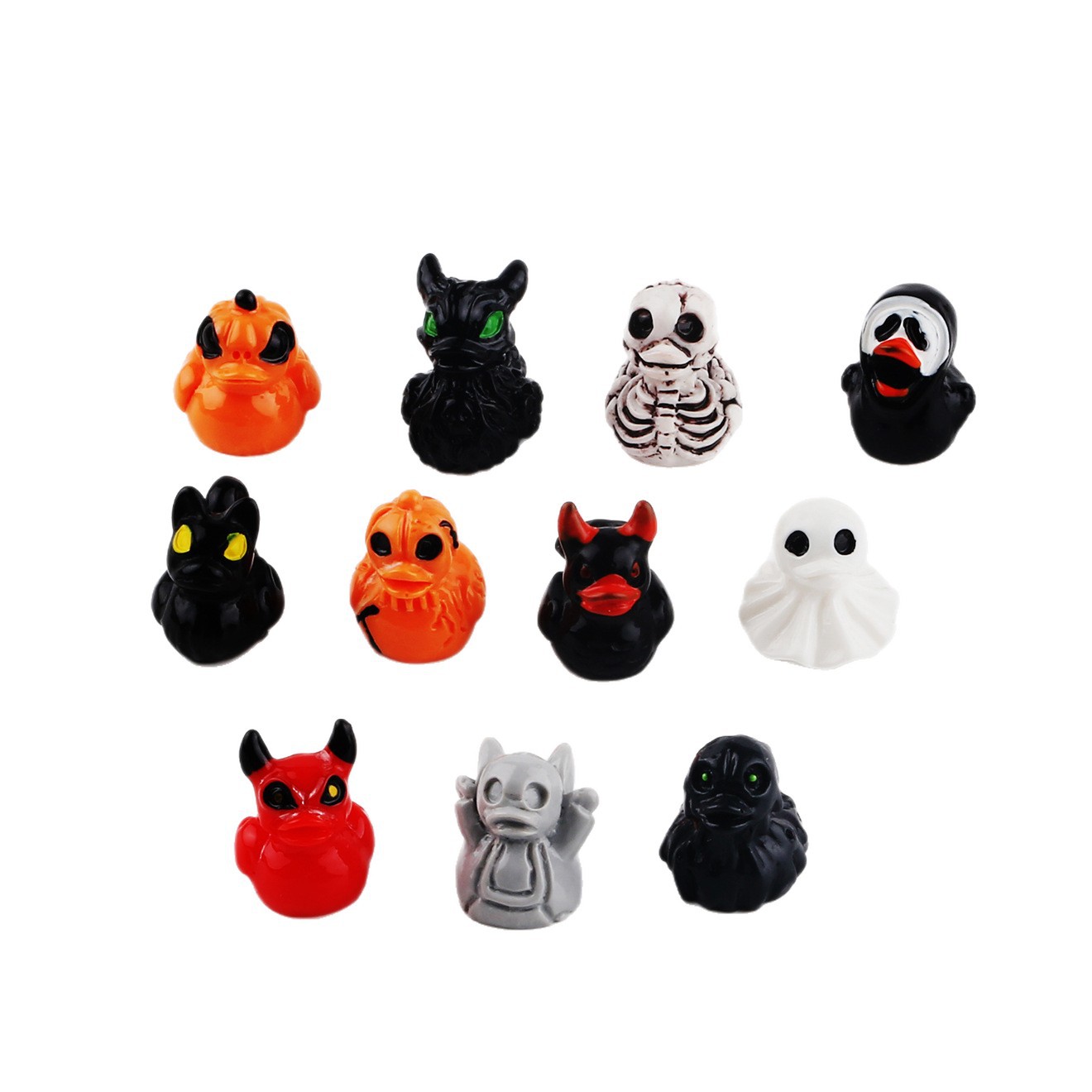 Example assortment of Halloween mini duck designs; exact mix may vary