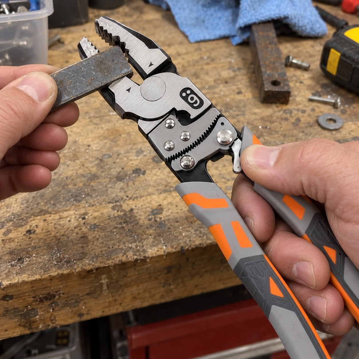 Close view of the quick-release lever on the pliers