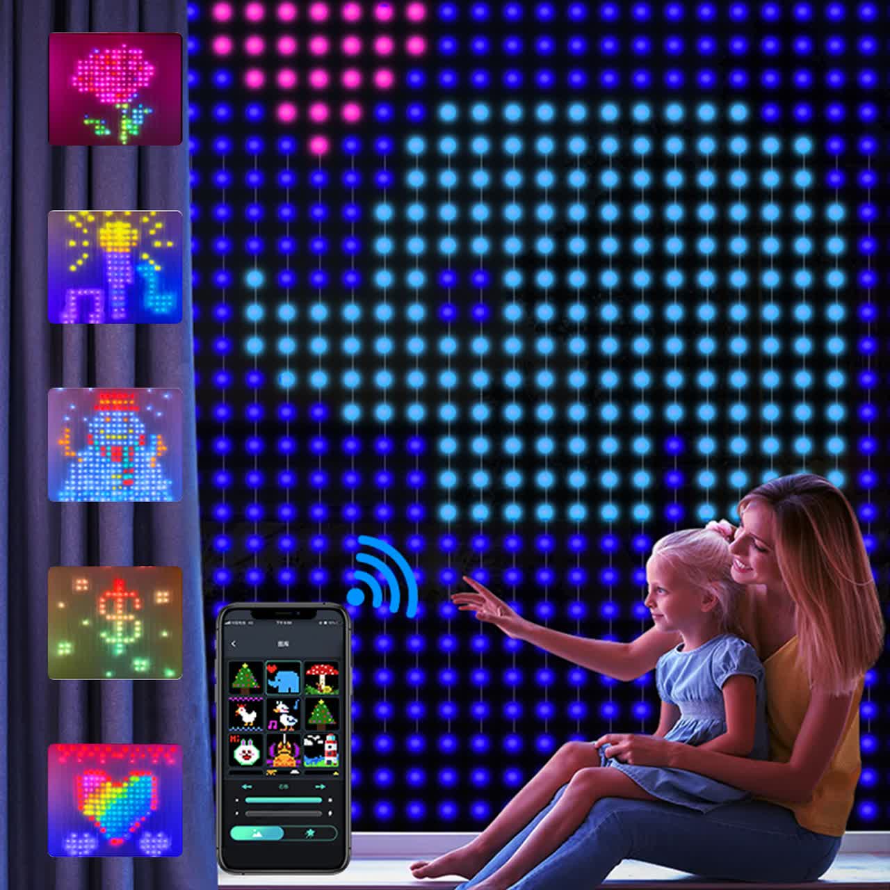 Programmable RGB Christmas curtain lights — source1