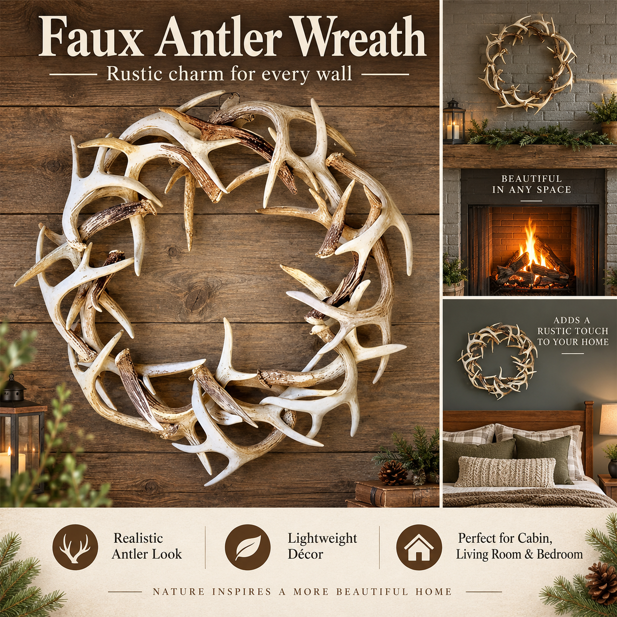White faux antler wreath benefits and room placement