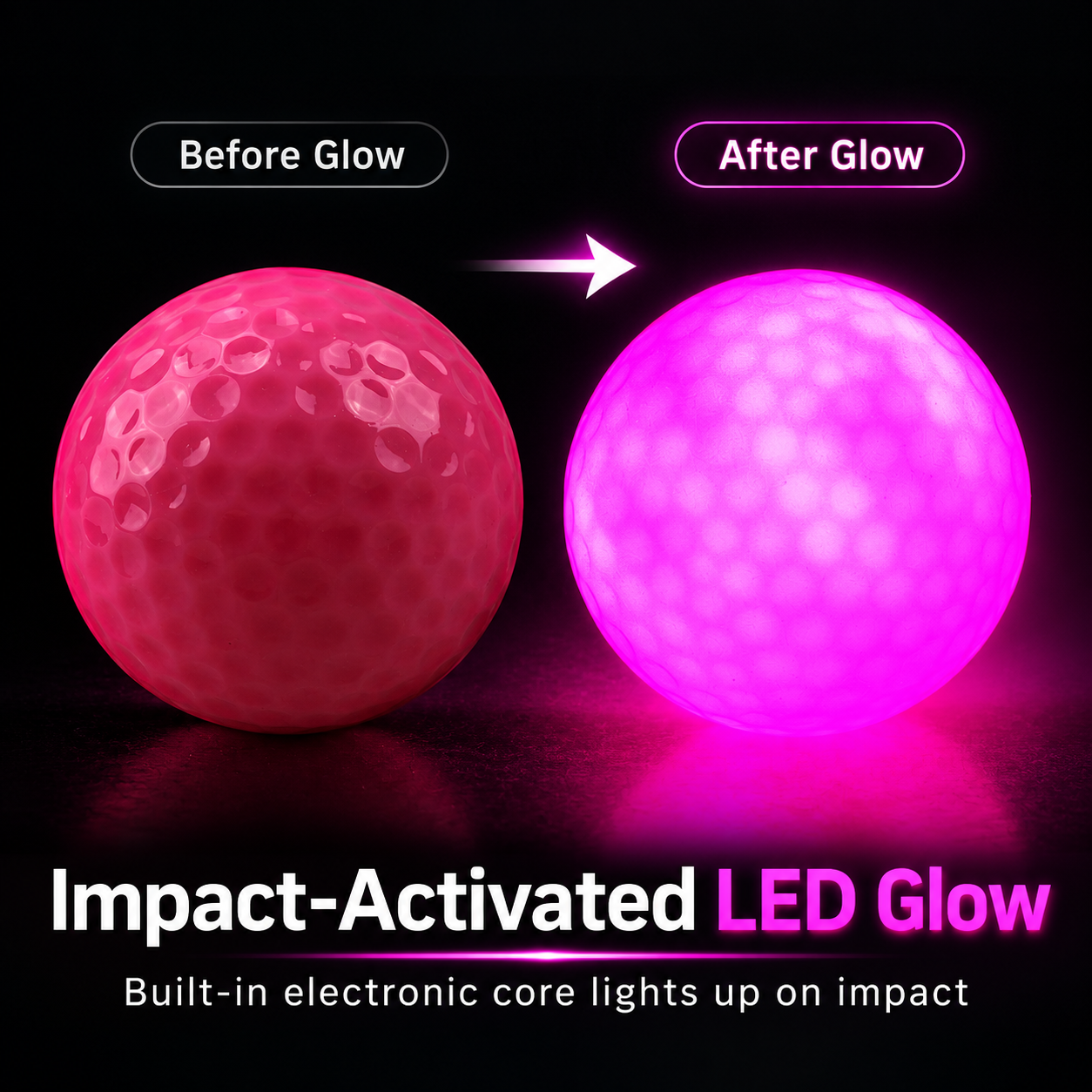 Impact-activated LED golf ball demonstration