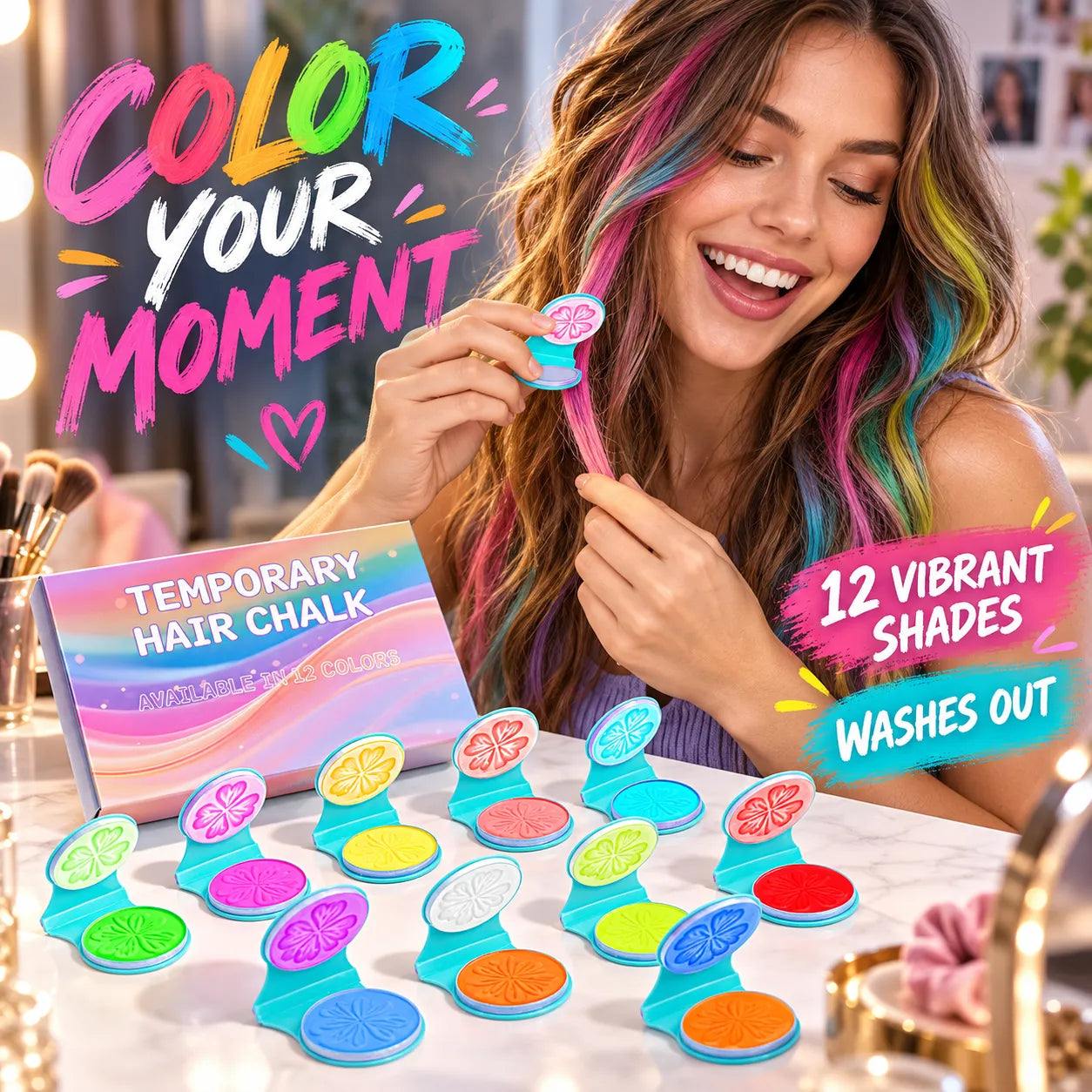 12-Color Temporary Hair Chalk Set