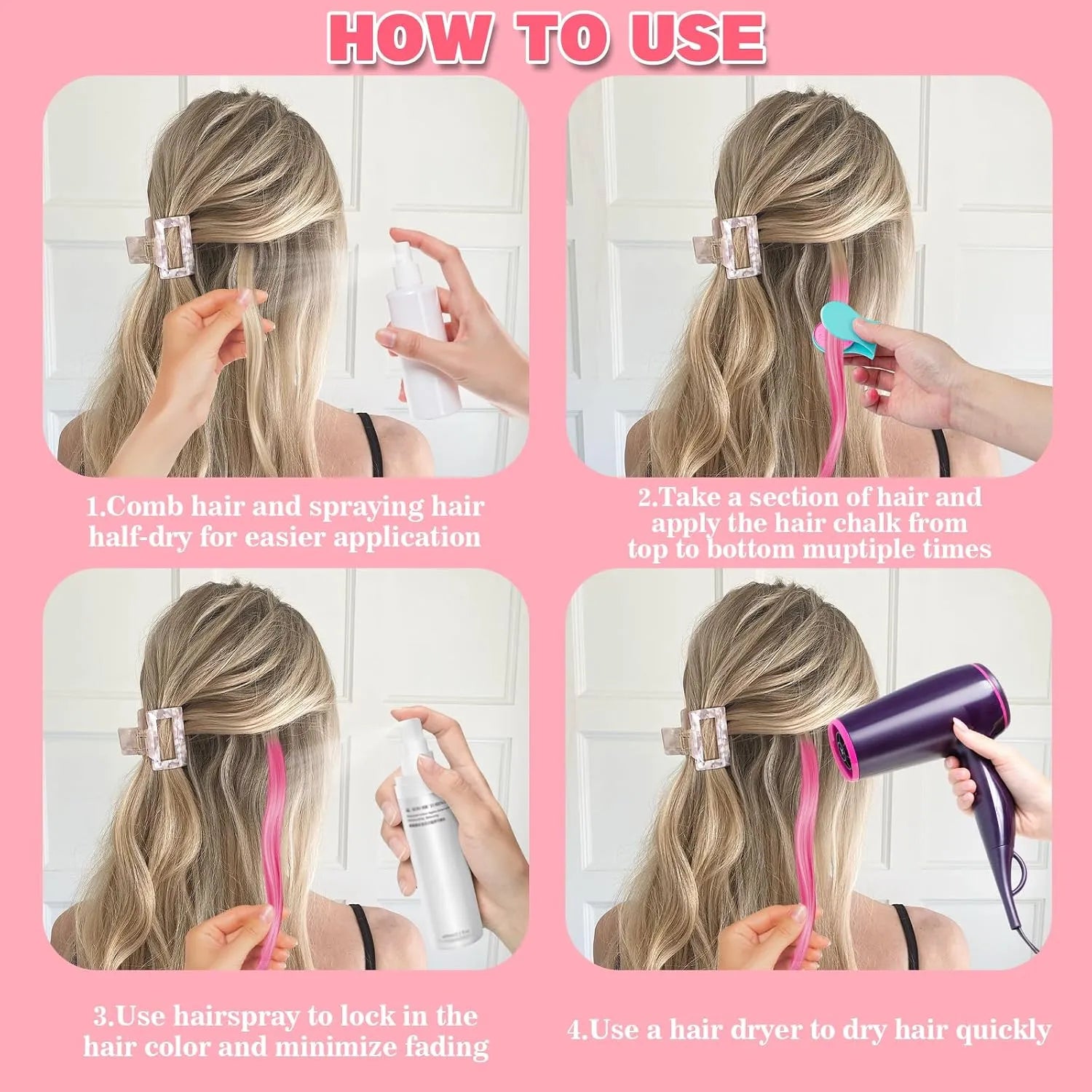 12-Color Temporary Hair Chalk Set