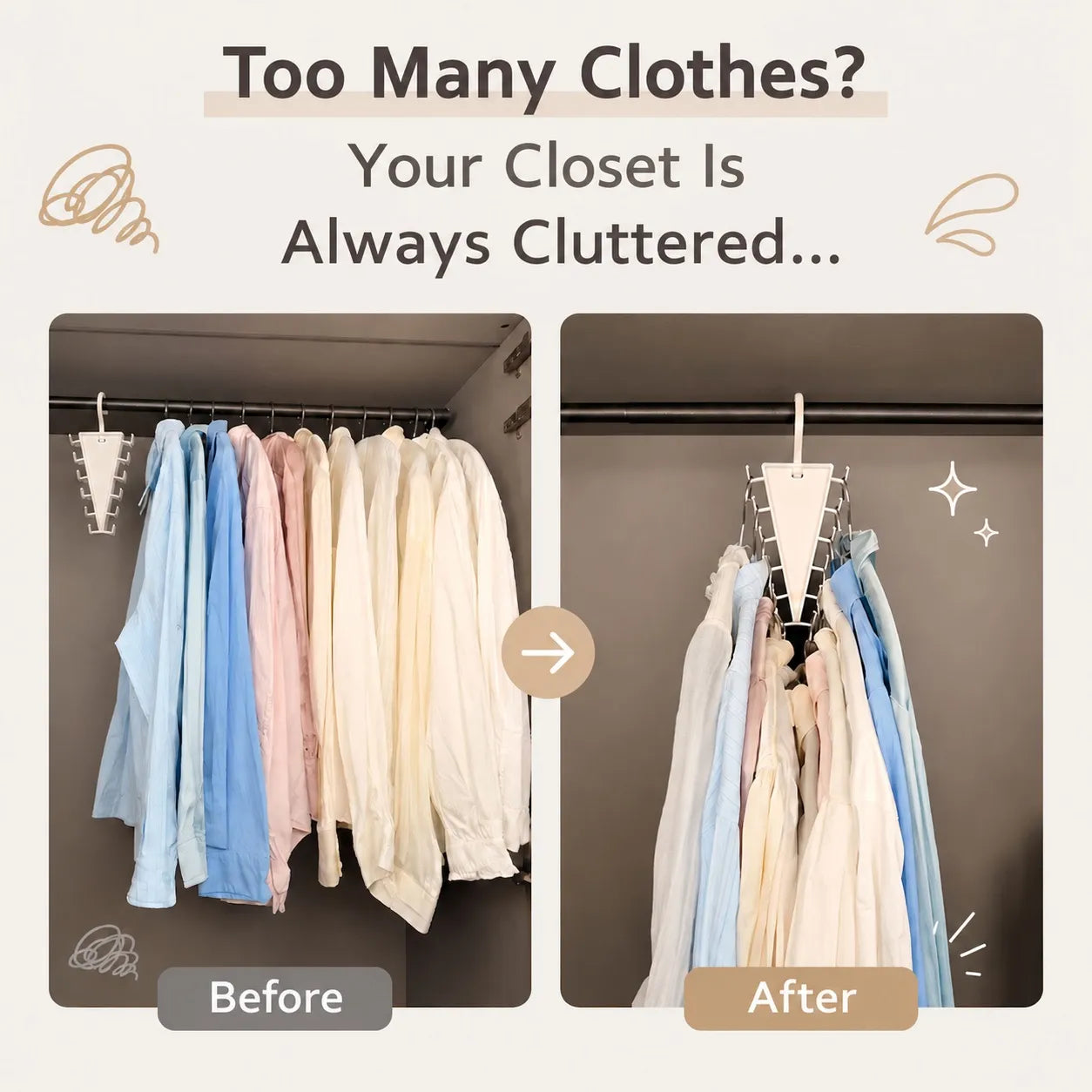 12-Hook V-Shaped Closet Organizer