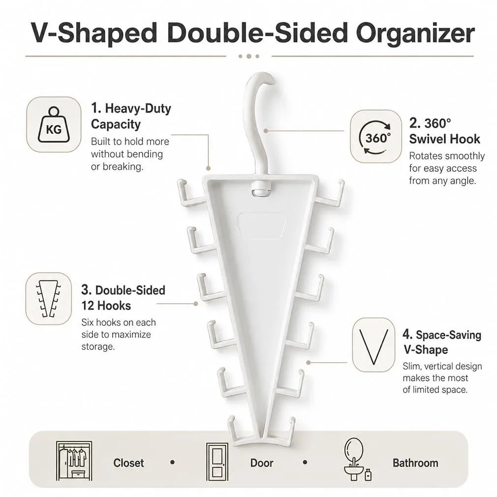 12-Hook V-Shaped Closet Organizer