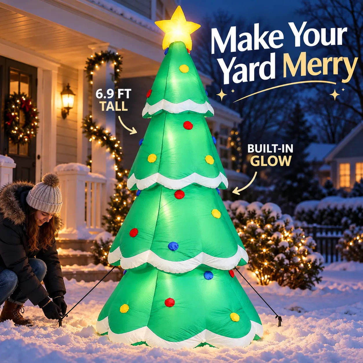 6.9 FT Lighted Inflatable Christmas Tree