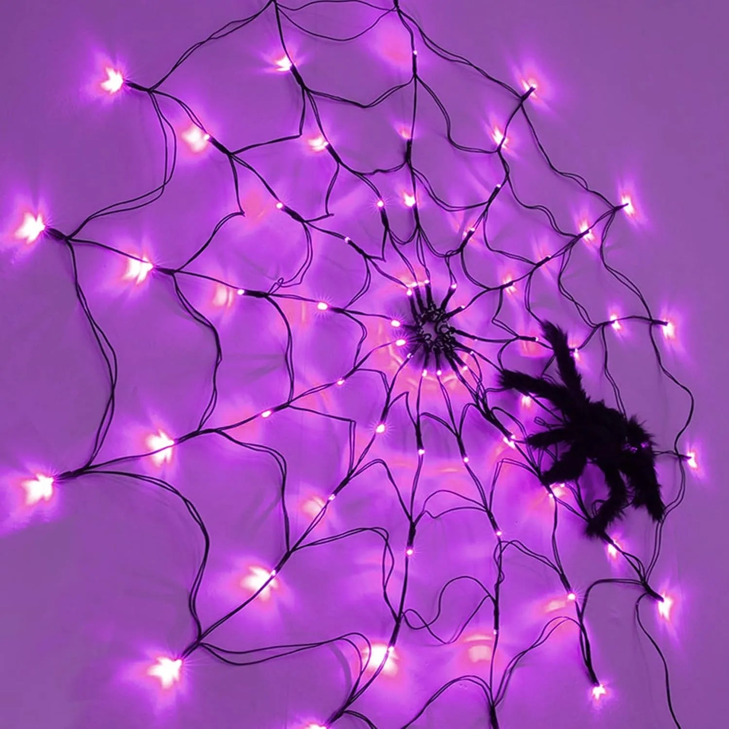 70-LED Halloween Spider Web Lights with Spider