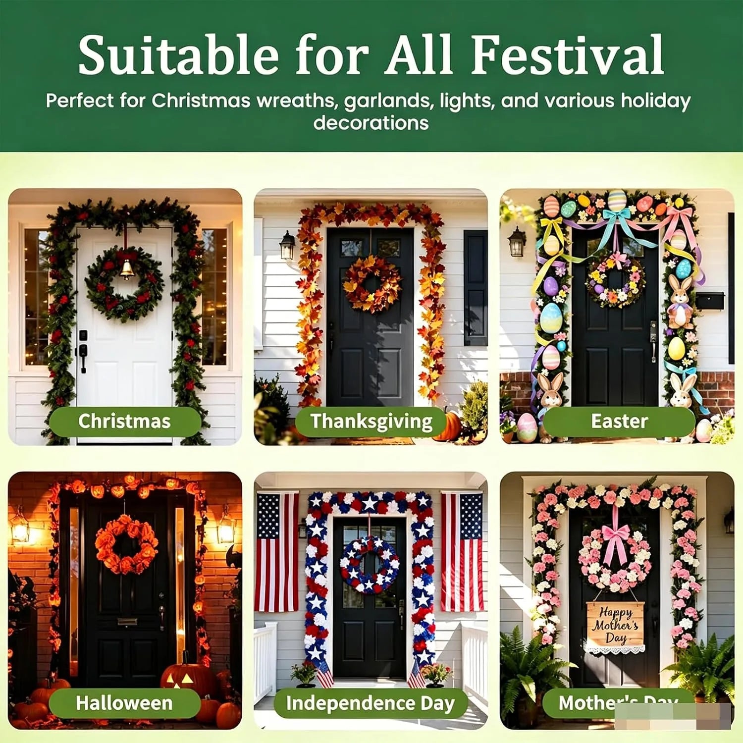Adjustable Door-Frame Wreath & Garland Hanger Rod