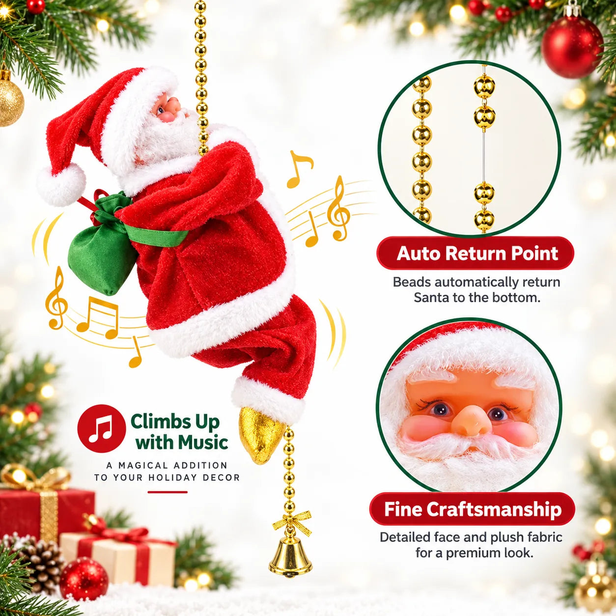 Animated Climbing Santa Musical Christmas Decoration