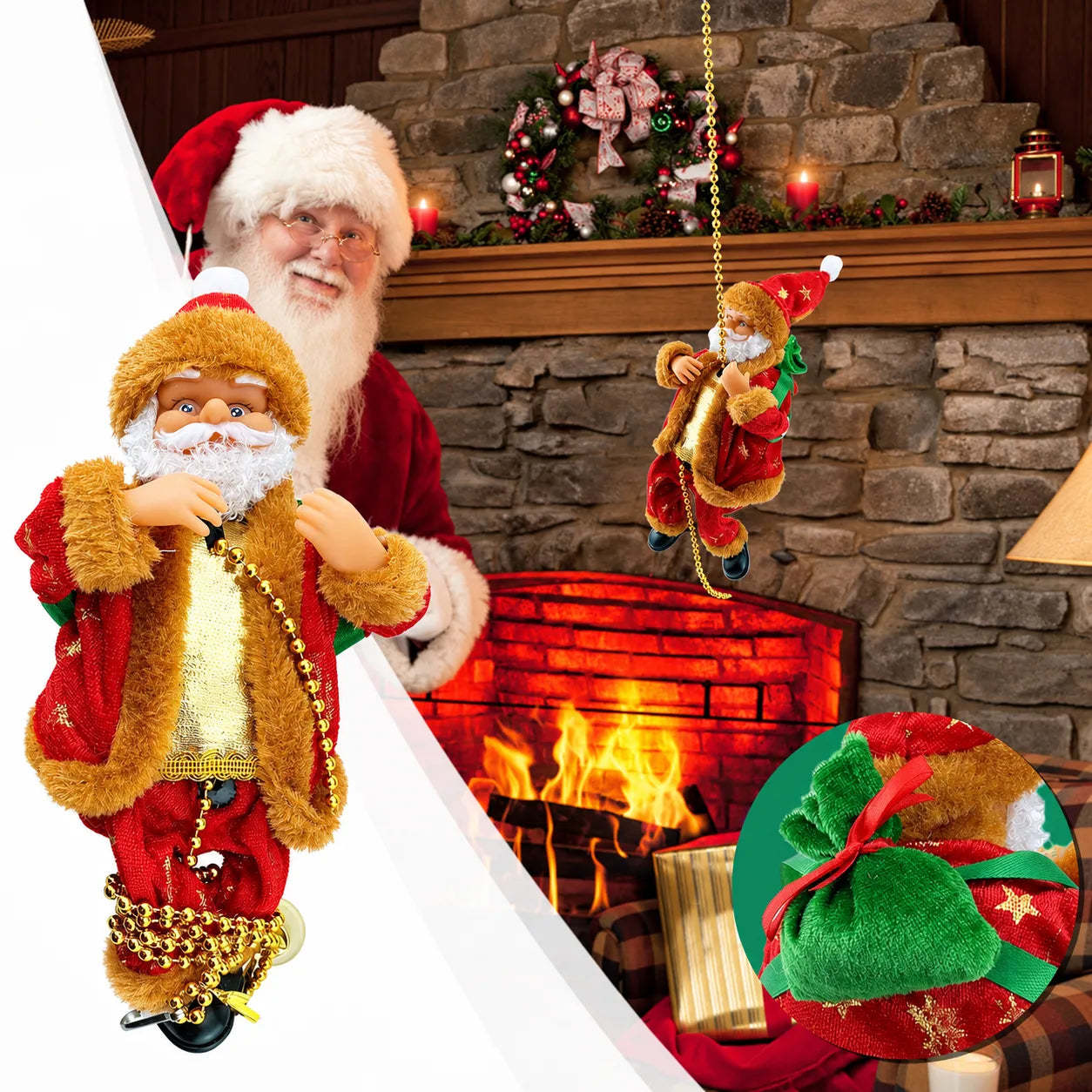 Animated Climbing Santa Musical Christmas Decoration