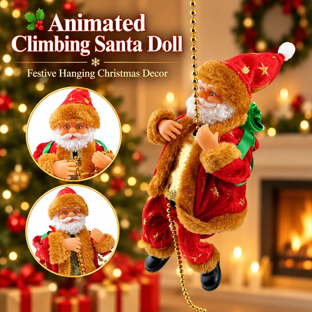 Animated Climbing Santa Musical Christmas Decoration