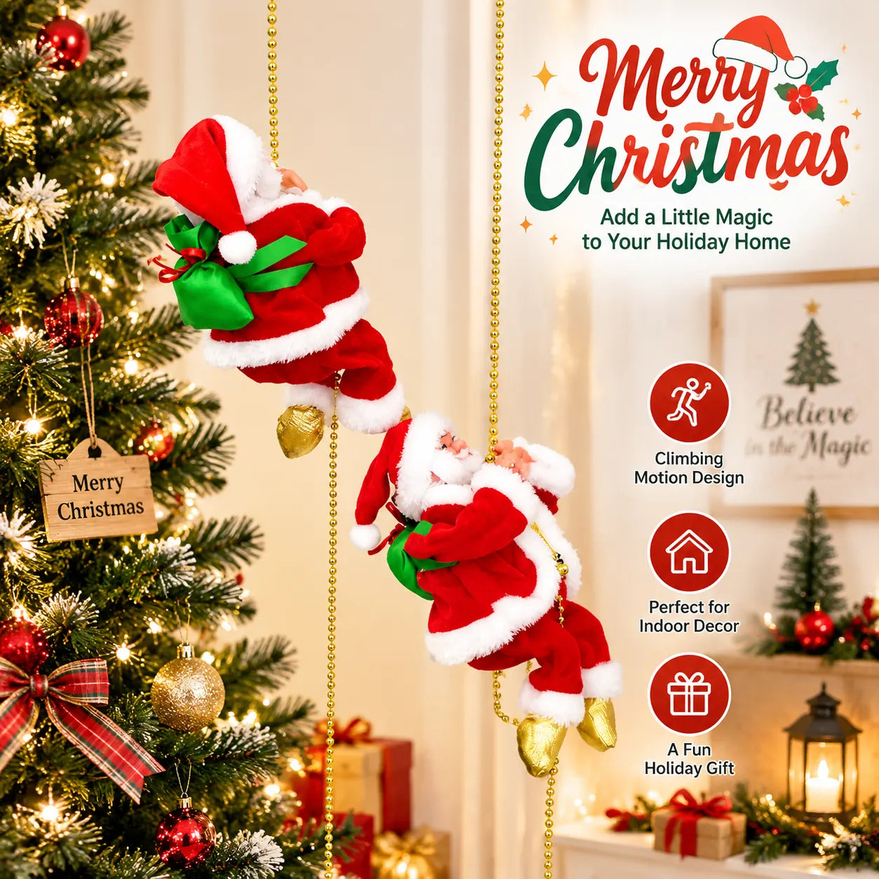 Animated Climbing Santa Musical Christmas Decoration